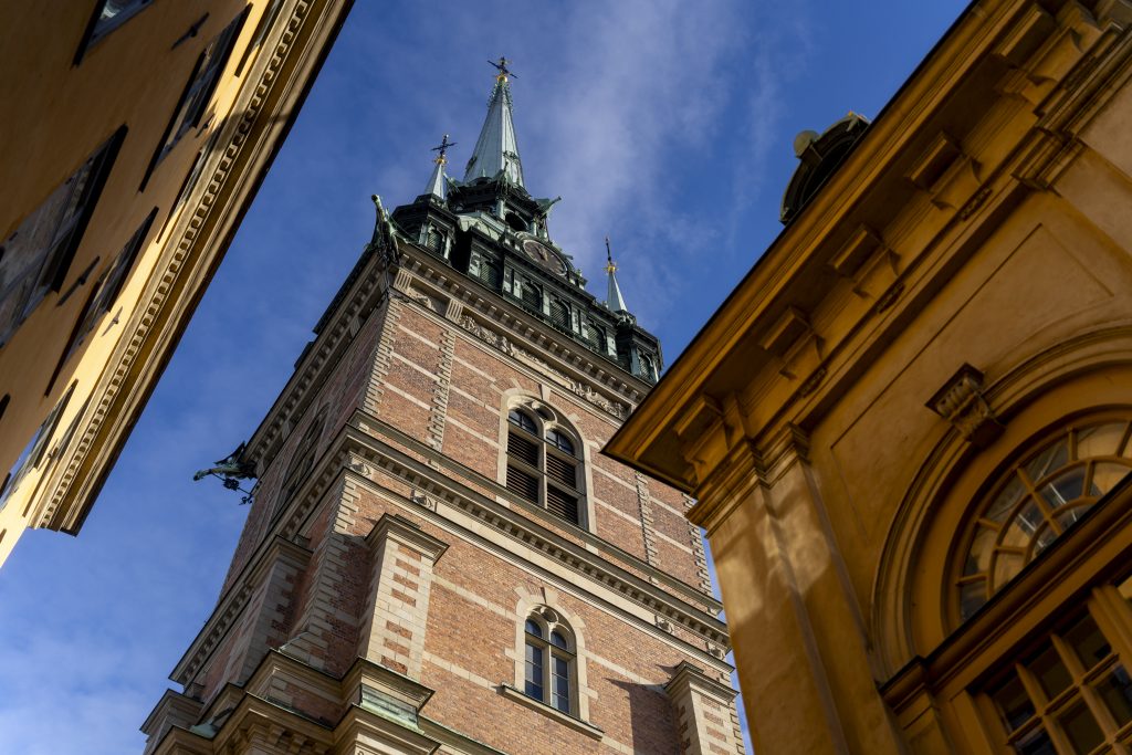 Deutsche Kirche in Gamla Stan von unten