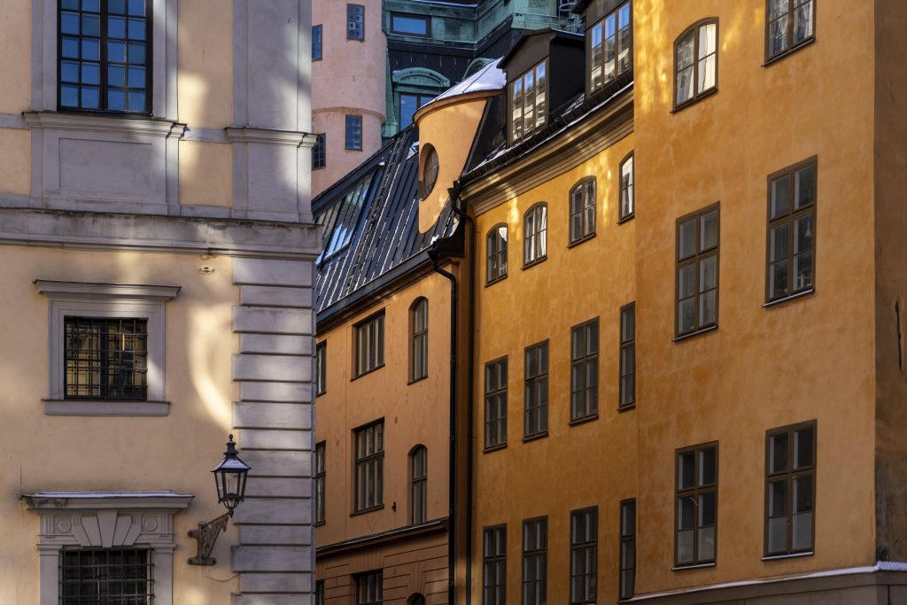 Gelbe Fassaden in der Stockholmer Altstadt