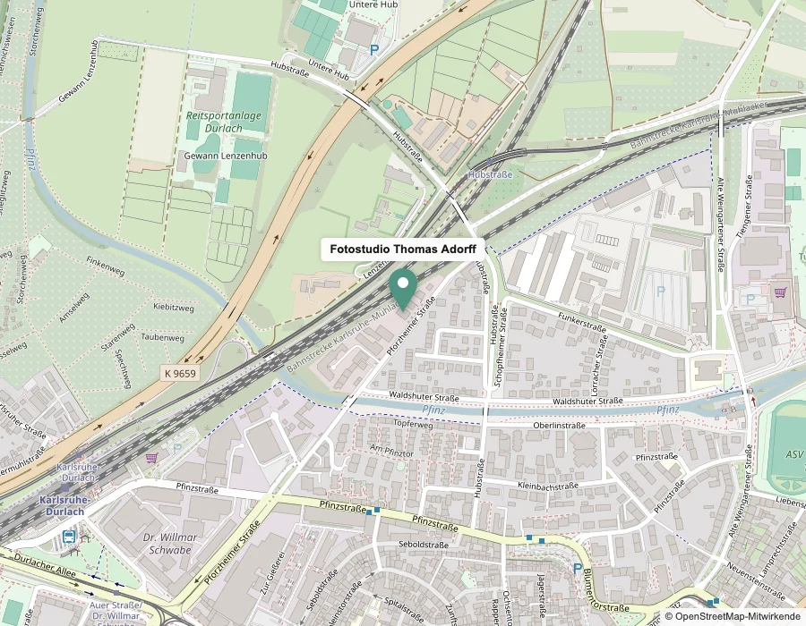 Karte: Fotostudio Thomas Adorff, Pforzheimer Straße 33, Karlsruhe-Durlach